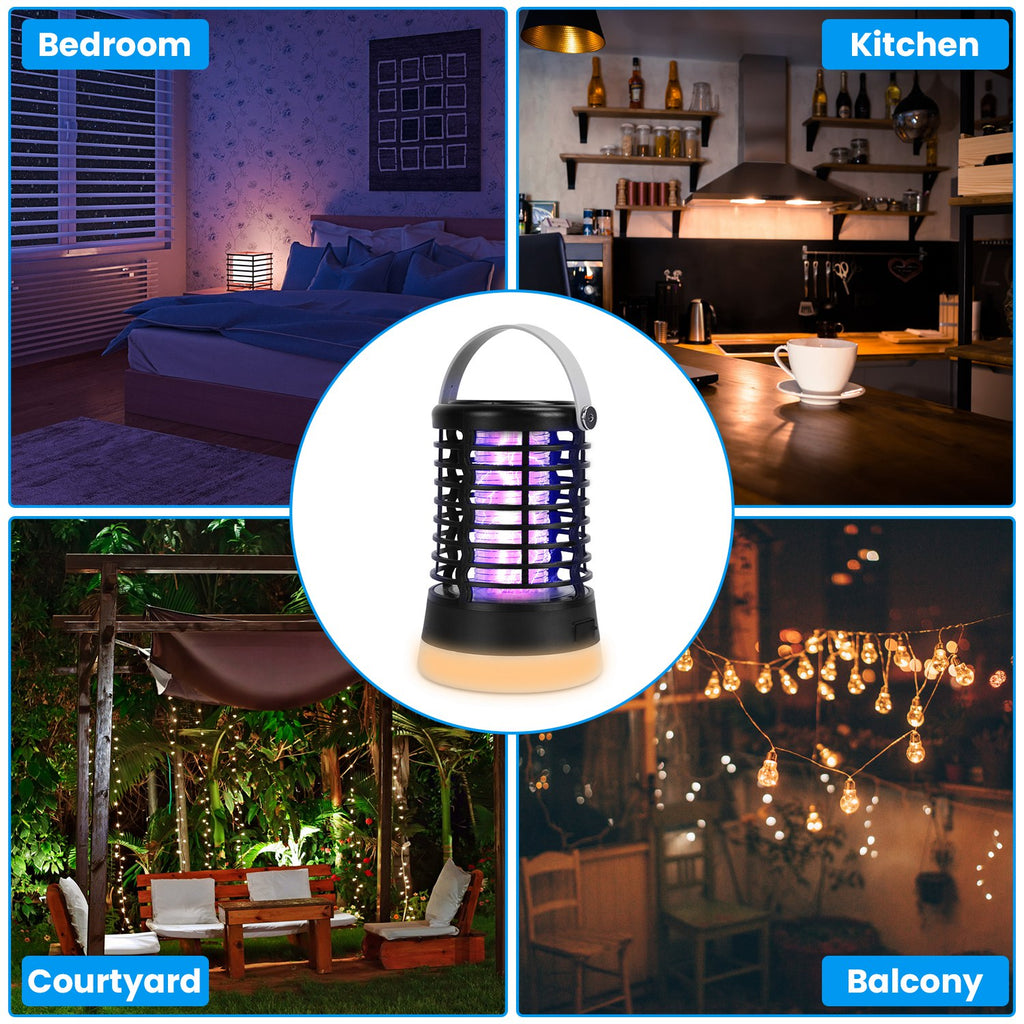 1Pc 4 In 1 Bug Zapper Light Rechargeable Mosquito Zapper For Indoor Outdoor Waterproof Mosquito Killer Lamp With 3 Lighting Modes For Patio Yard Home