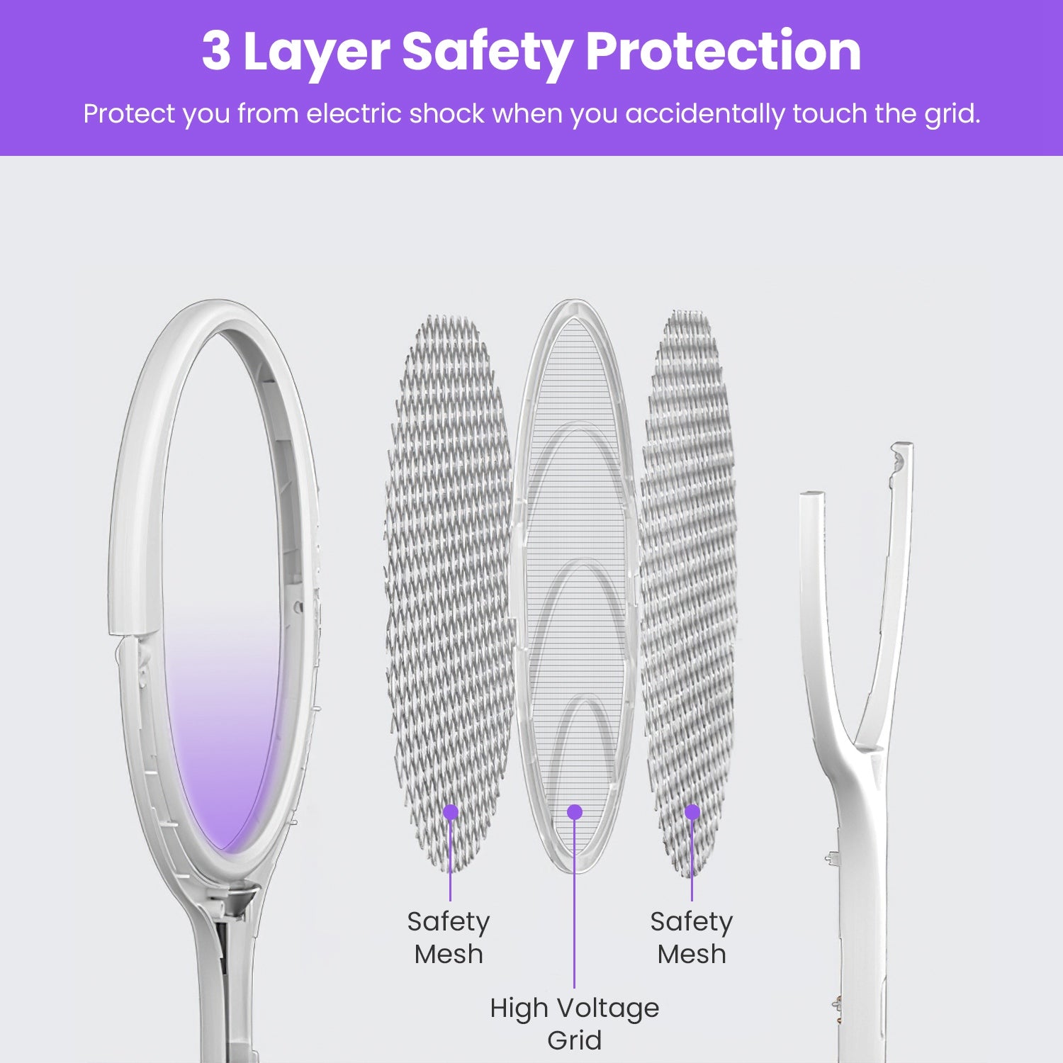 3 In 1 Electric Bug Zapper Racket 90Degree Rotating Bug Zapper Wand Indoor Outdoor Handheld Mosquito Swatter With Telescopic Extension Wand