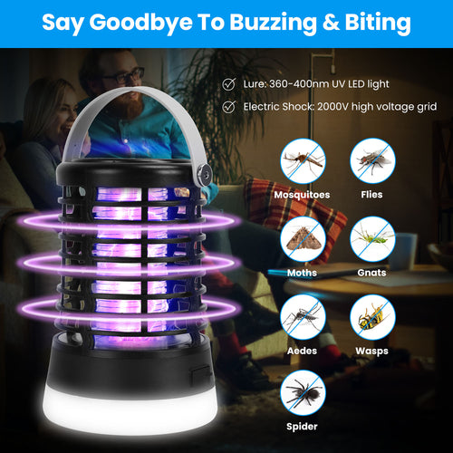 1Pc 4 In 1 Bug Zapper Light Rechargeable Mosquito Zapper For Indoor Outdoor Waterproof Mosquito Killer Lamp With 3 Lighting Modes For Patio Yard Home