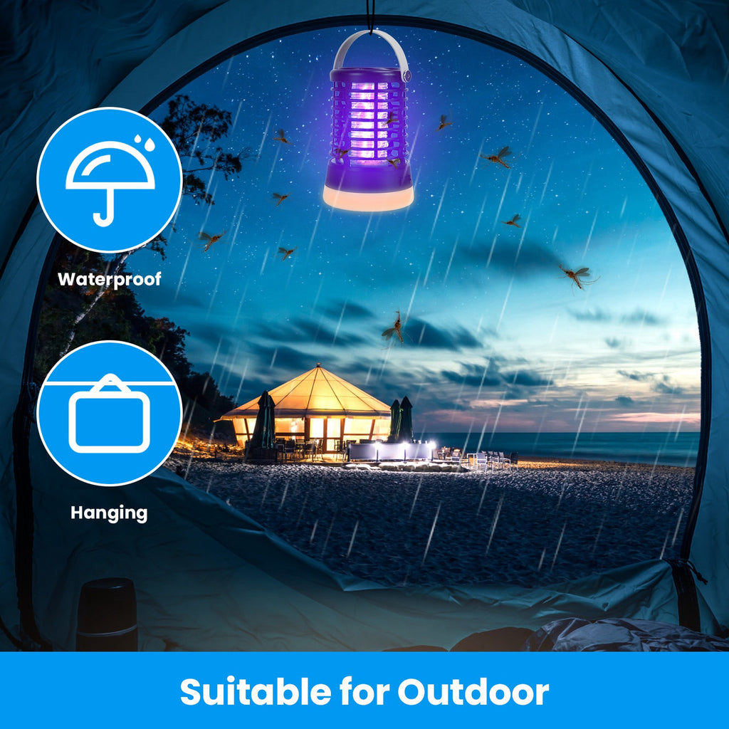 1Pc 4 In 1 Bug Zapper Light Rechargeable Mosquito Zapper For Indoor Outdoor Waterproof Mosquito Killer Lamp With 3 Lighting Modes For Patio Yard Home